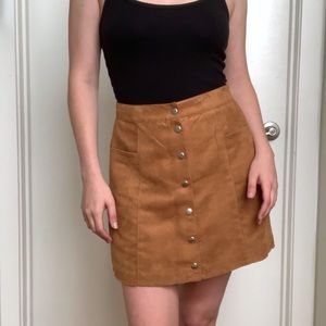 H&M Faux Suede Button Down Skirt